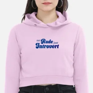 Women | Cropped Hoodie | Not Rude Just Introvert - Image 2
