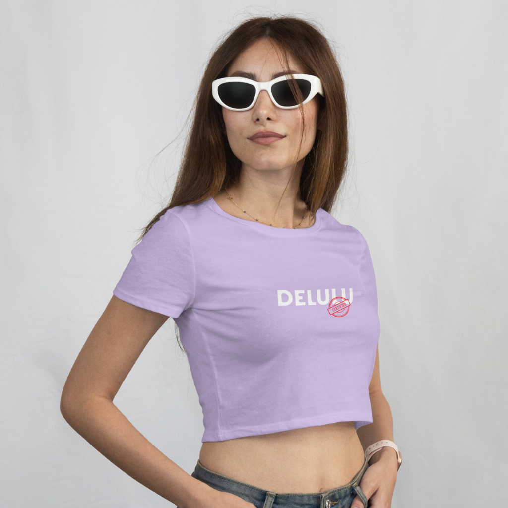 AURAON Certified Delulu lavender crop top