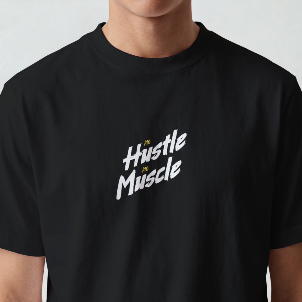 No Hustle No Muscle Men Cotton Stretch TShirt