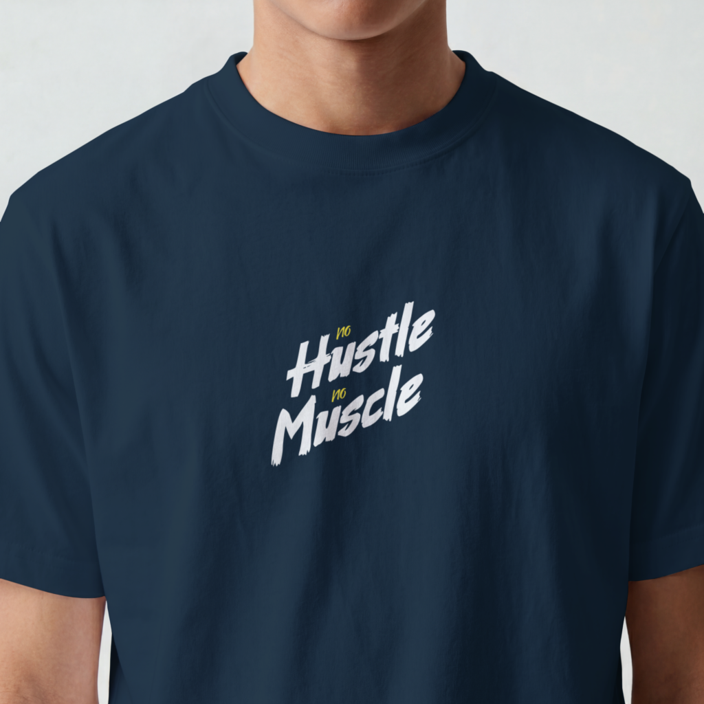 AURAON No Hustle No Muscle men cotton stretch t-shirt