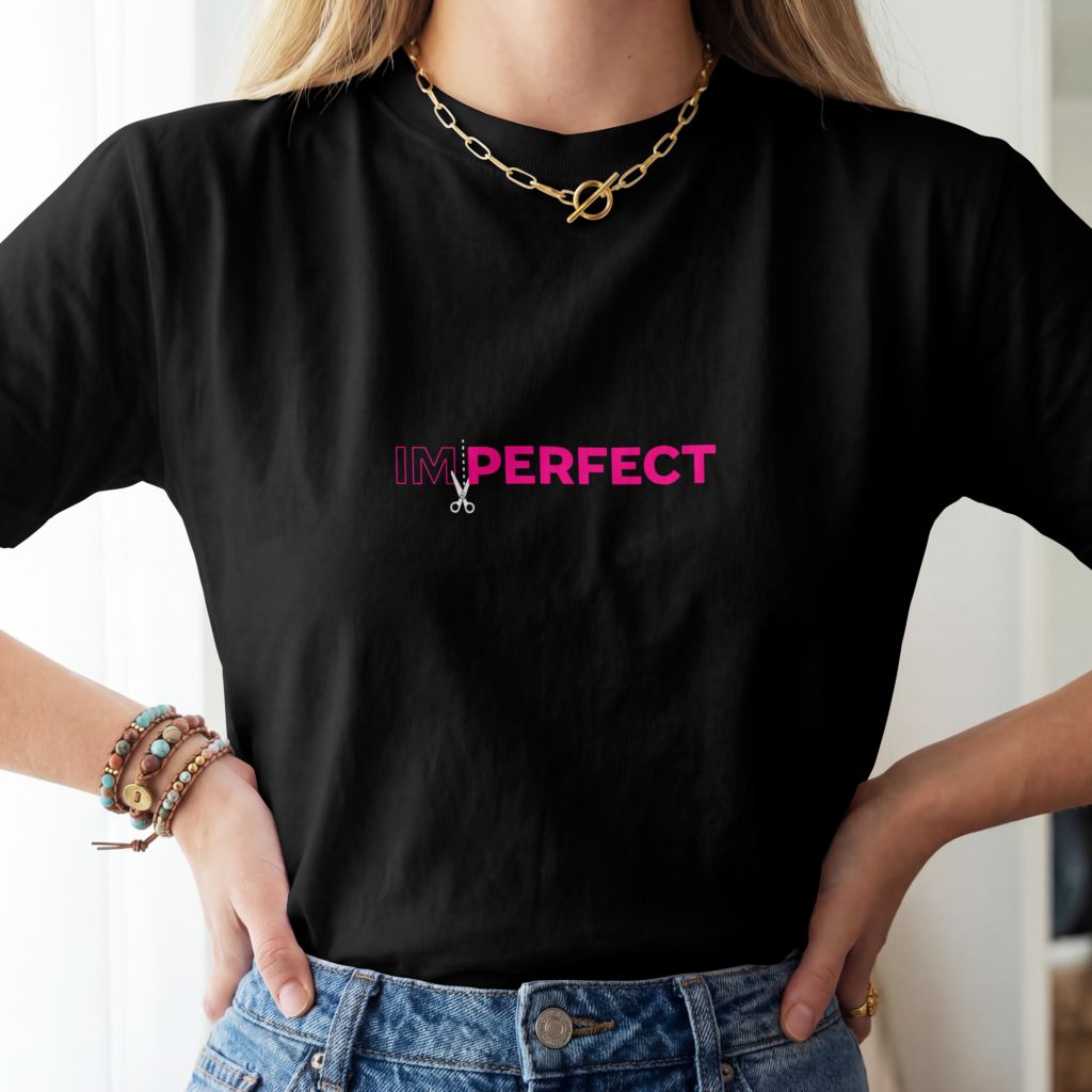AURAON IMPerfect black women's cotton stretch t-shirt