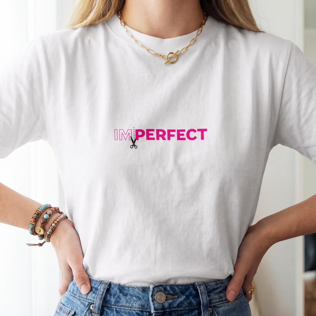 AURAON IMPerfect white women's cotton stretch t-shirt