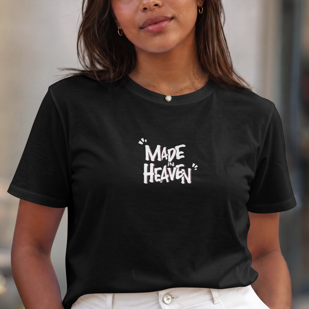 AURAON Made in Heaven black women's cotton stretch t-shirt