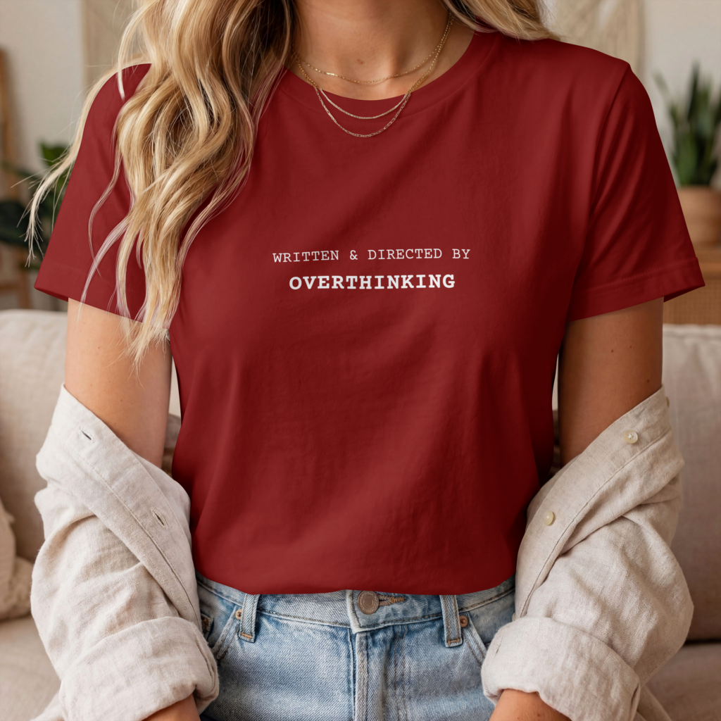 AURAON Overthinking red women's cotton stretch t-shirt