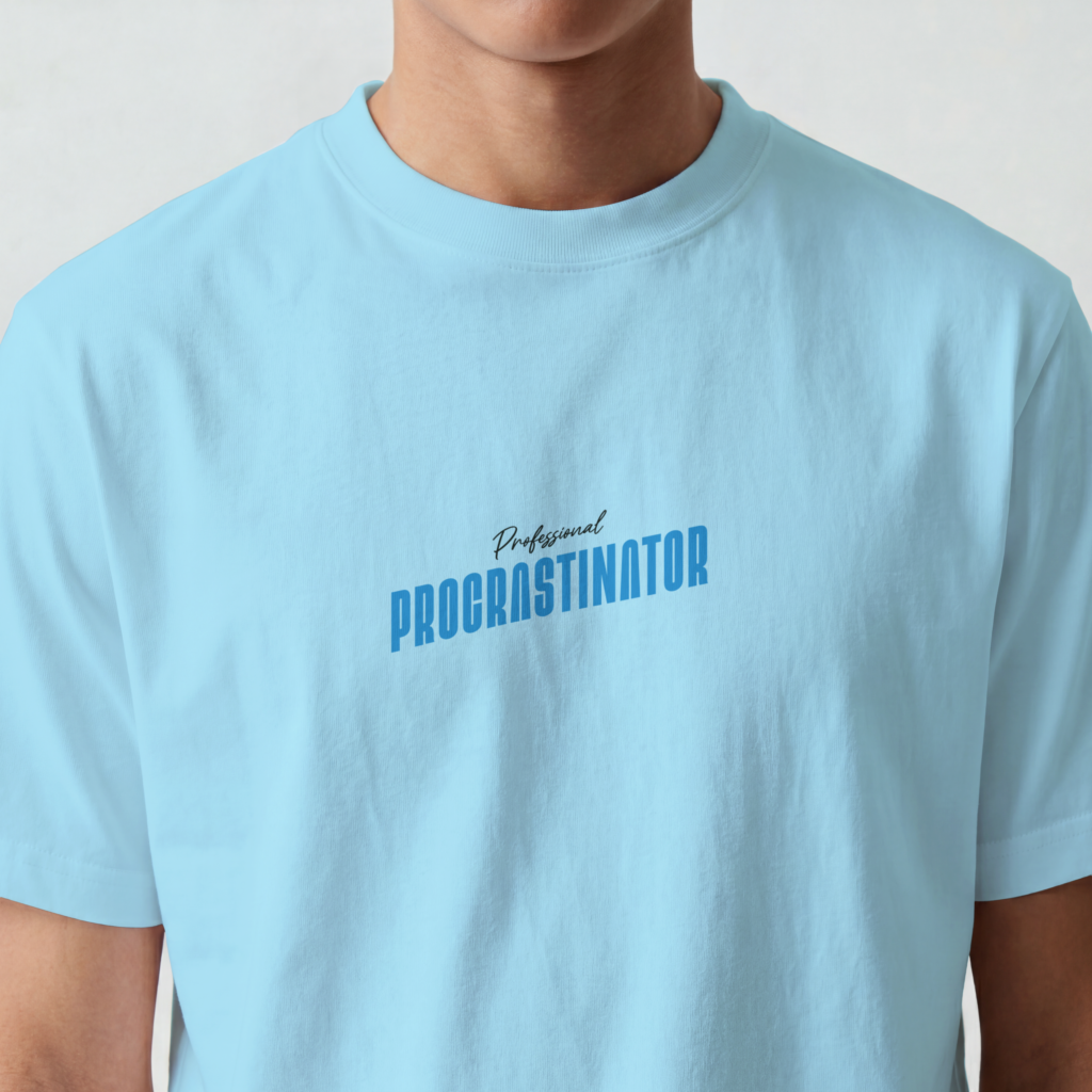 AURAON Professional Procrastinator light blue oversized t-shirt